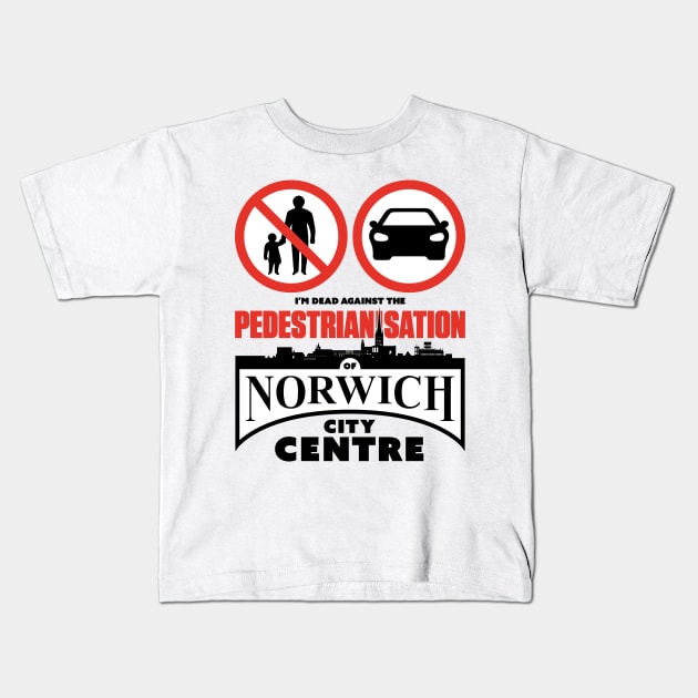 The Pedestrianisation of Norwich City Centre Kids T-Shirt by andrew_kelly_uk@yahoo.co.uk